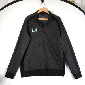 Proof Huckberry Quarter Zip Pullover Sweater Gray Black Marl Logo XL Mens Preppy